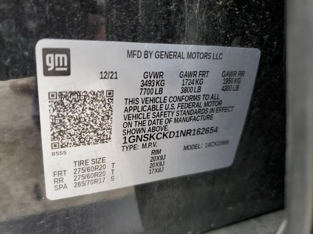 2022 CHEVROLET SUBURBAN K 1GNSKCKD1NR162654