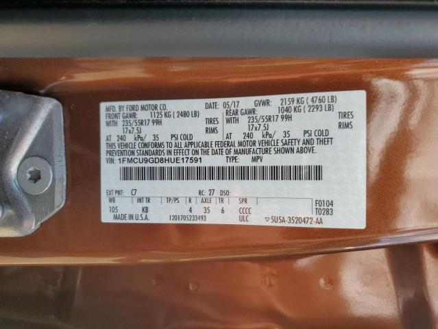 2017 FORD ESCAPE SE - 1FMCU9GD8HUE17591