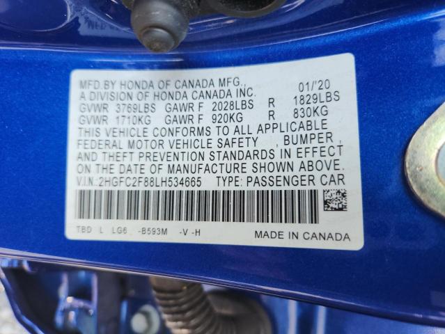 2020 HONDA CIVIC SPOR 2HGFC2F88LH534665