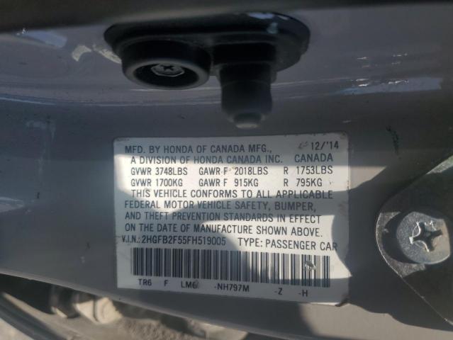 2015 HONDA CIVIC LX 2HGFB2F55FH519005