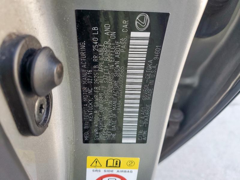 2016 LEXUS ES 350 58ABK1GGXGU009565