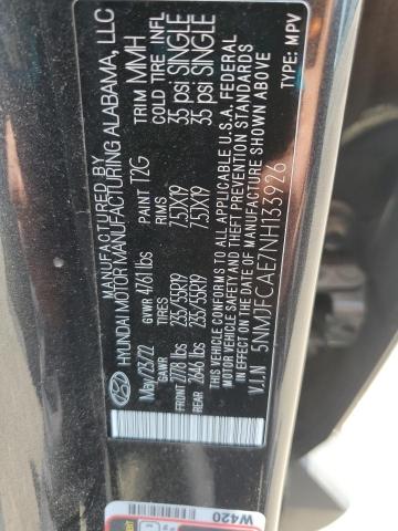 2022 HYUNDAI TUCSON SEL 5NMJFCAE7NH133926