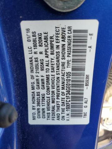 2016 HONDA CIVIC EX - 19XFC1F34GE010105