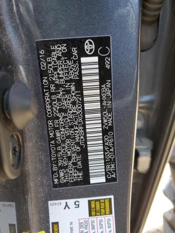 2016 TOYOTA PRIUS JTDKBRFUXG3007211