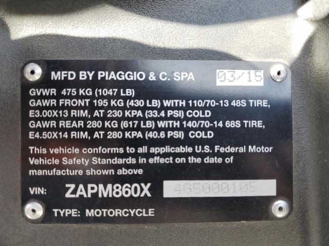 2016 PIAGGIO MP3 500 SP ZAPM860X4G5000105