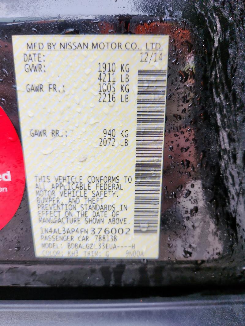 2015 NISSAN ALTIMA 2.5 - 1N4AL3AP4FN376002