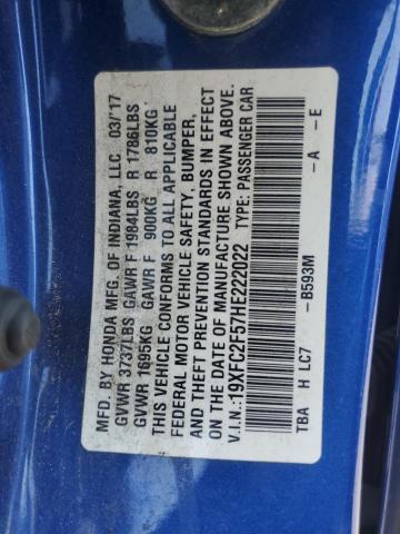 2017 HONDA CIVIC LX - 19XFC2F57HE222022