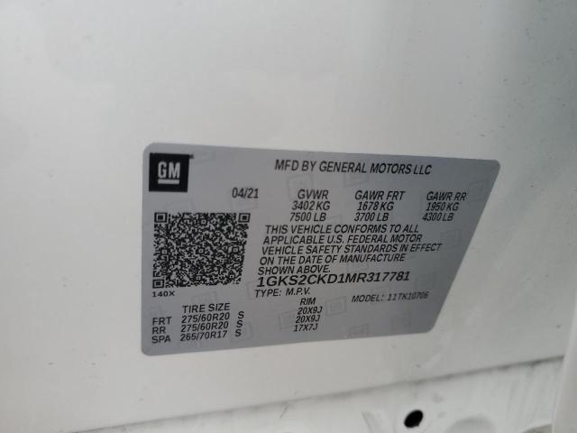 2021 GMC YUKON AT4 1GKS2CKD1MR317781