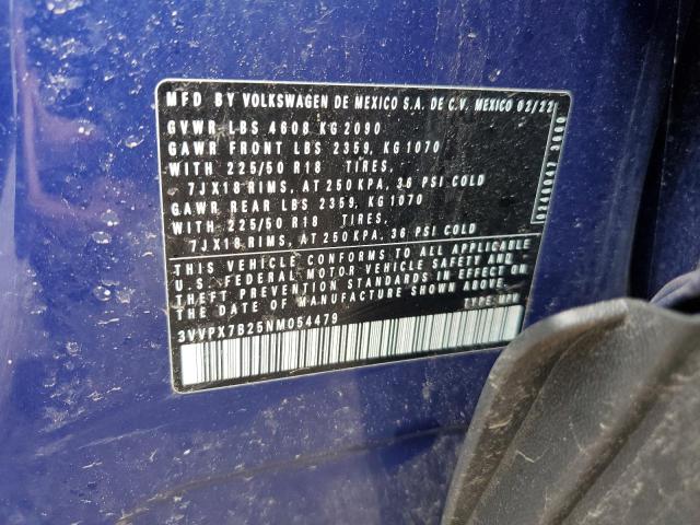 2022 VOLKSWAGEN TAOS SE IQ 3VVPX7B25NM054479