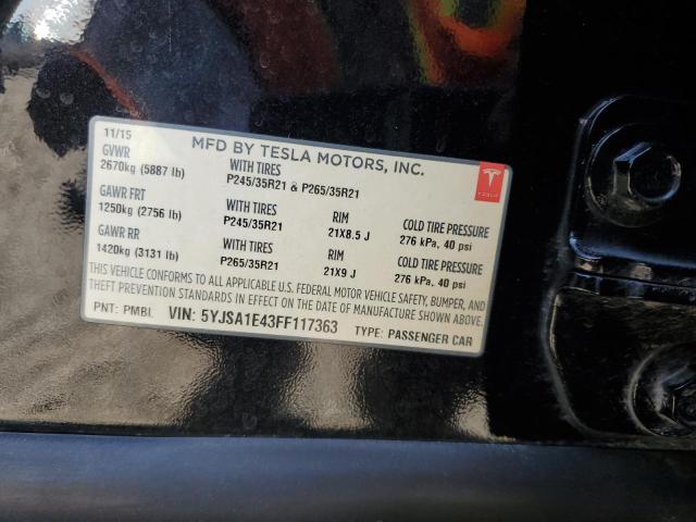 2015 TESLA MODEL S - 5YJSA1E43FF117363