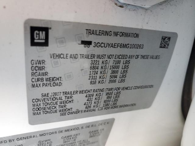 2021 CHEVROLET SILVERADO - 3GCUYAEF6MG100263