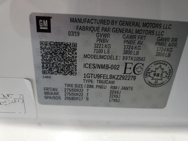 2019 GMC SIERRA K15 - 1GTU9FEL8KZ292279