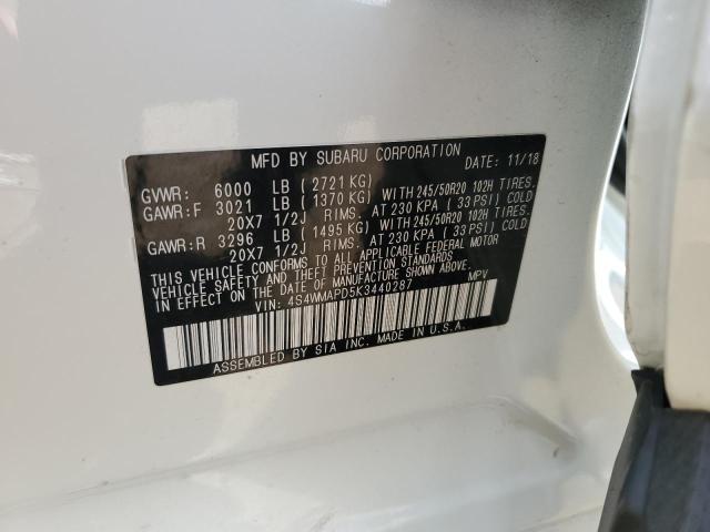 2019 SUBARU ASCENT LIM 4S4WMAPD5K3440287