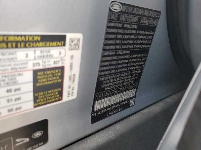 2021 LAND ROVER RANGE ROVE SALWR2SE3MA796028