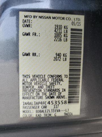 2015 NISSAN ALTIMA 2.5 1N4AL3AP4FC453558