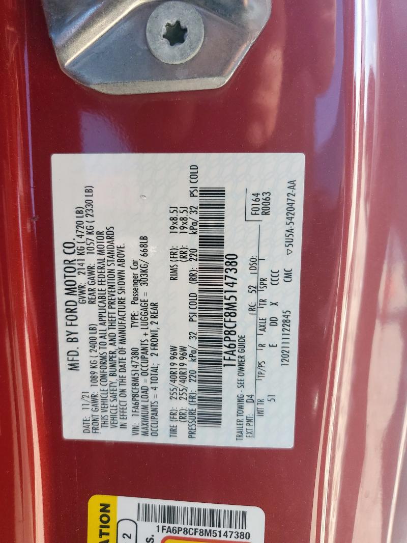 2021 FORD MUSTANG GT 1FA6P8CF8M5147380