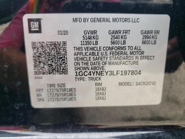 2020 CHEVROLET SILVERADO - 1GC4YNEY3LF197804