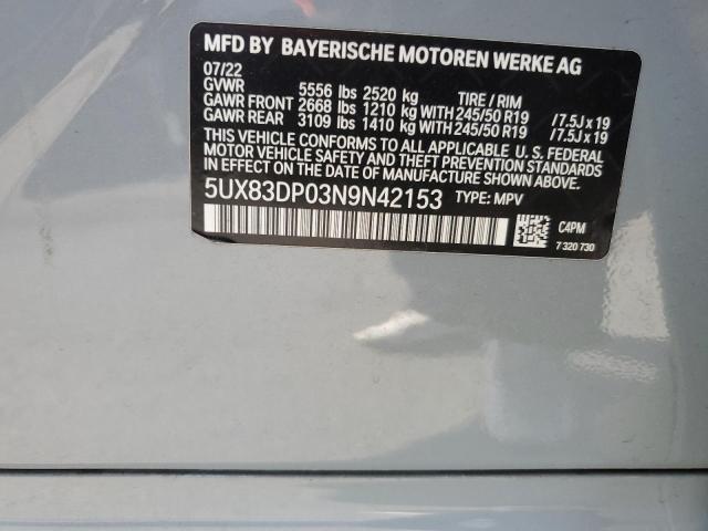 2022 BMW X3 M40I 5UX83DP03N9N42153