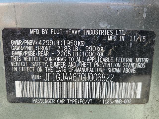 2016 SUBARU IMPREZA JF1GJAA67GH006822