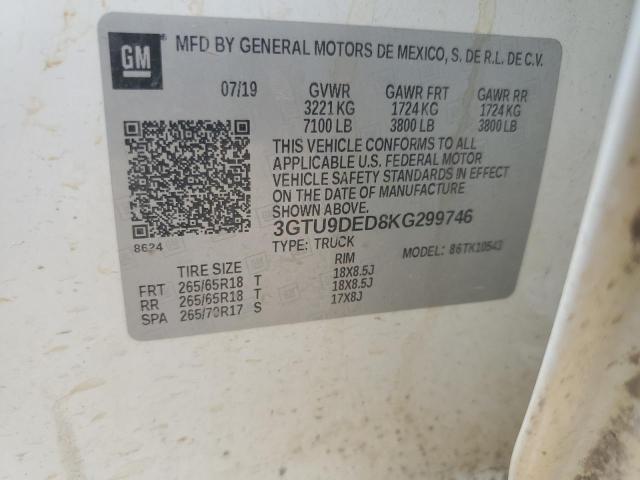 2019 GMC SIERRA K15 - 3GTU9DED8KG299746
