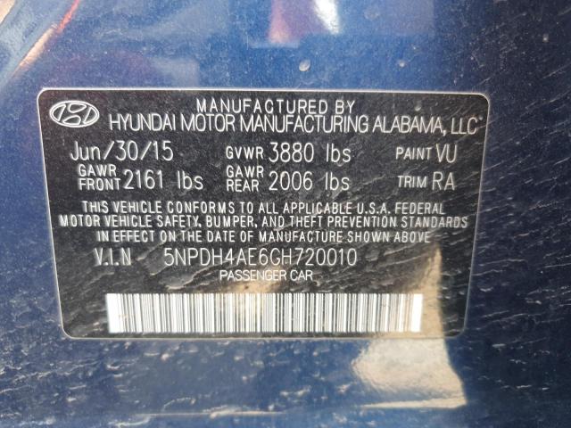 2016 HYUNDAI ELANTRA SE 5NPDH4AE6GH720010