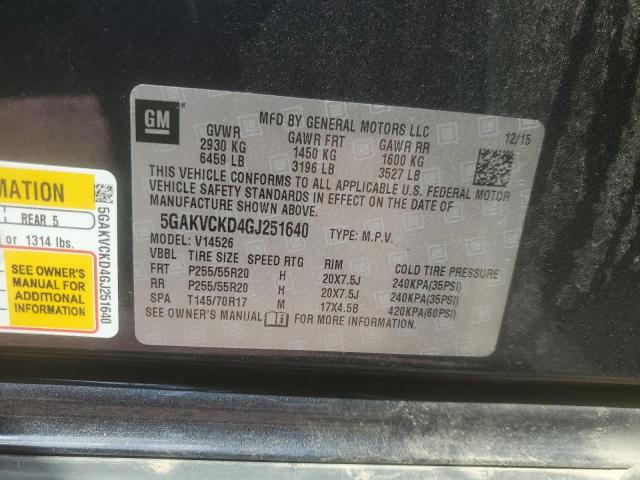 2016 BUICK ENCLAVE 5GAKVCKD4GJ251640