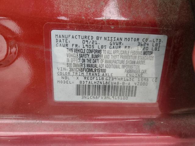 2021 NISSAN VERSA SR 3N1CN8FV3ML915100