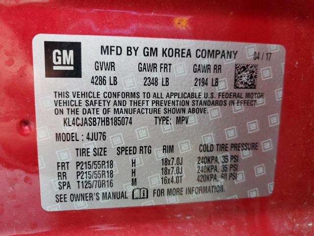 2017 BUICK ENCORE PRE - KL4CJASB7HB185074