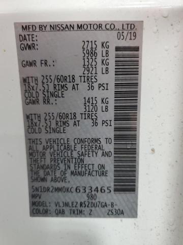 2019 NISSAN PATHFINDER - 5N1DR2MM0KC633465