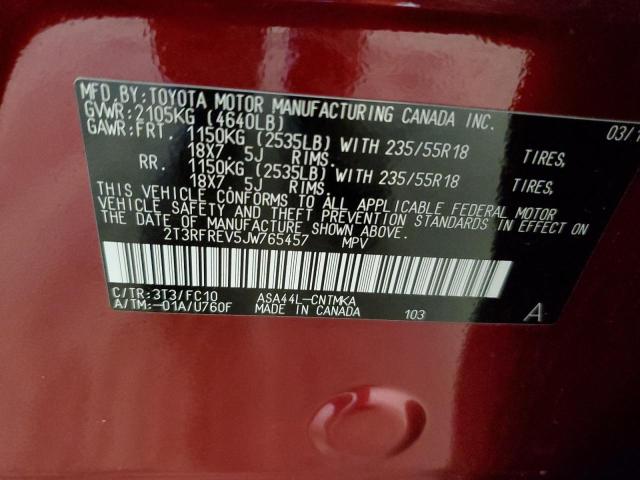 2018 TOYOTA RAV4 ADVEN 2T3RFREV5JW765457