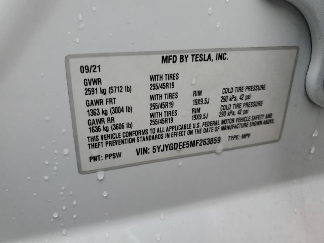 2021 TESLA MODEL Y 5YJYGDEE5MF263859