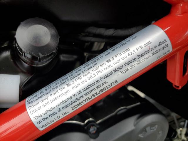 2018 DUCATI HYPERMOTAR ZDM1YBJSXJB013776