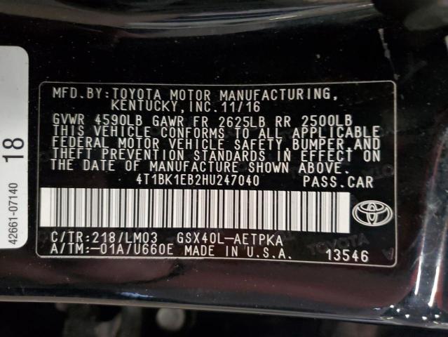 2017 TOYOTA AVALON XLE 4T1BK1EB2HU247040