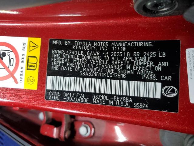 2019 LEXUS ES 350 58ABZ1B11KU013916