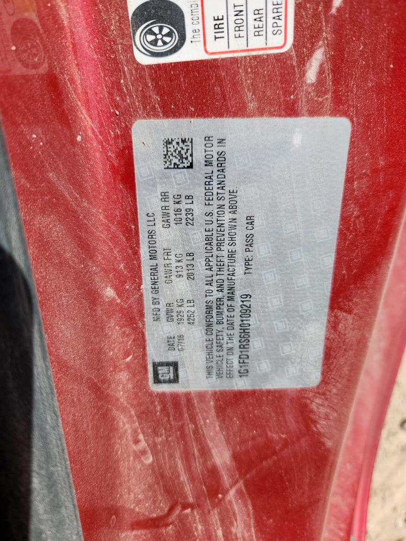 2017 CHEVROLET CAMARO LT 1G1FD1RS6H0109219