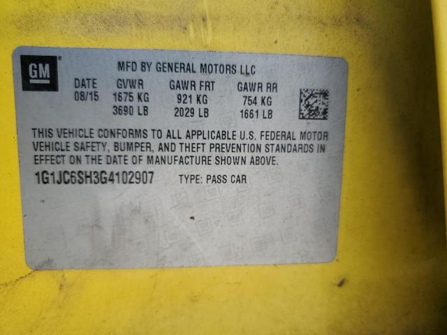 2016 CHEVROLET SONIC LT 1G1JC6SH3G4102907