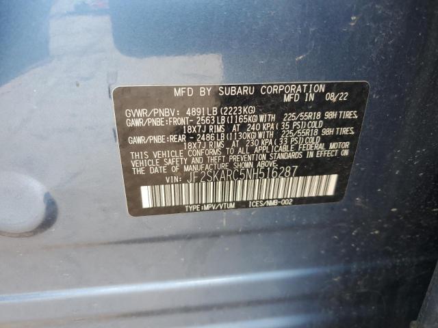 2022 SUBARU FORESTER T - JF2SKARC5NH516287