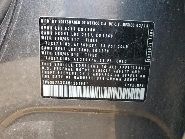 2018 VOLKSWAGEN TIGUAN SE - 3VV3B7AXXJM125194