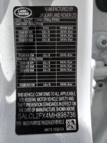 2021 LAND ROVER DISCOVERY SALCL2FX4MH898736