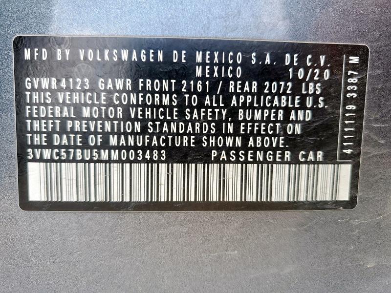 2021 VOLKSWAGEN JETTA S - 3VWC57BU5MM003483