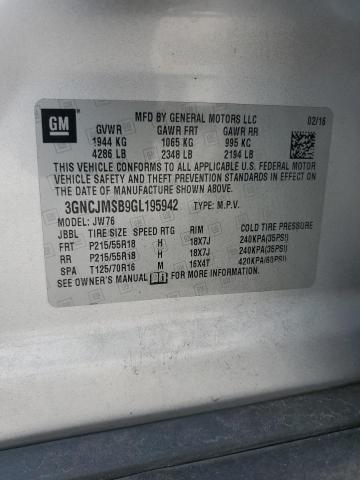 2016 CHEVROLET TRAX LTZ 3GNCJMSB9GL195942