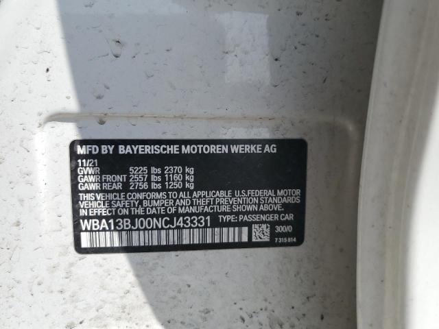 2022 BMW 530 XI WBA13BJ00NCJ43331