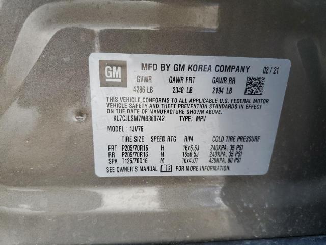 2021 CHEVROLET TRAX 1LT - KL7CJLSM7MB360742