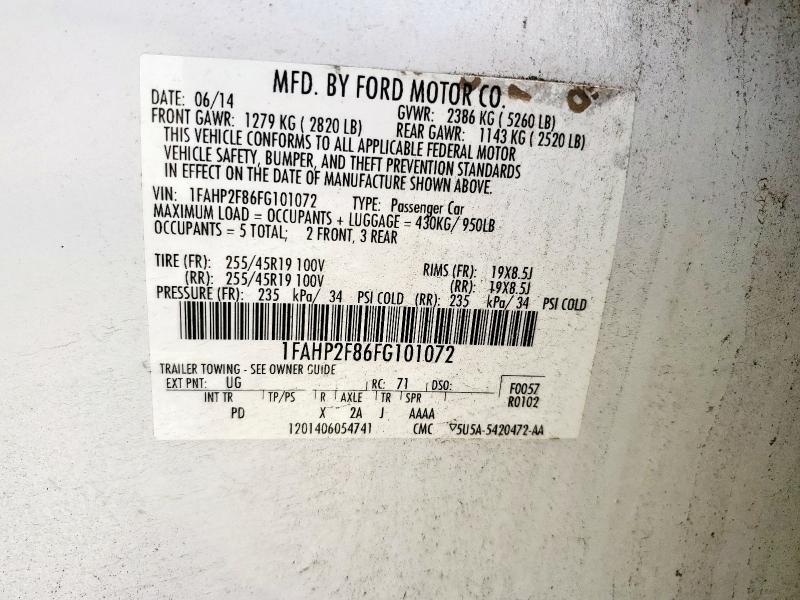 2015 FORD TAURUS LIM 1FAHP2F86FG101072