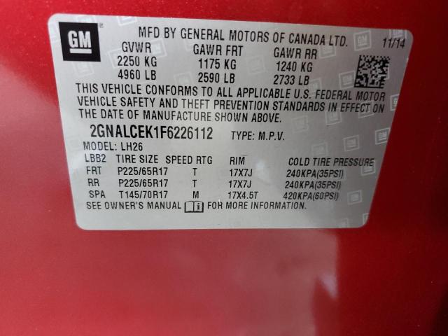 2015 CHEVROLET EQUINOX LT - 2GNALCEK1F6226112