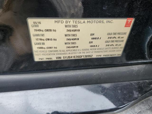 2016 TESLA MODEL S - 5YJSA1E26GF138952