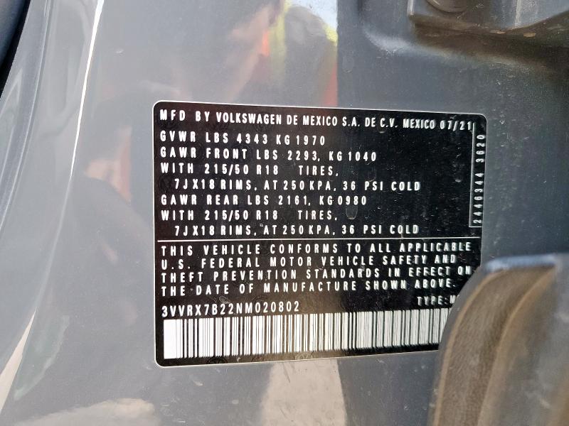 2022 VOLKSWAGEN TAOS SE - 3VVRX7B22NM020802