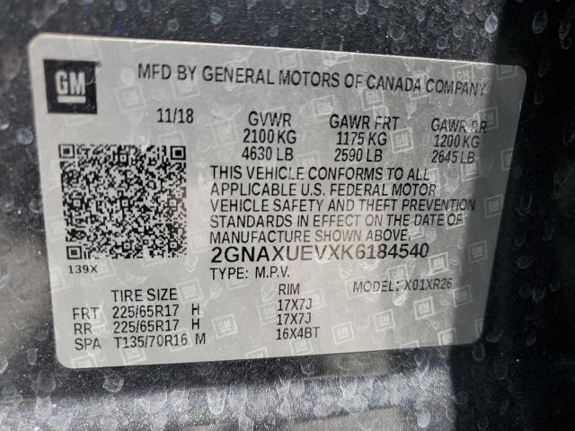 2019 CHEVROLET EQUINOX LT 2GNAXUEVXK6184540
