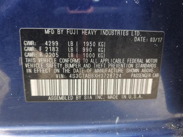 2017 SUBARU IMPREZA PR 4S3GTAB6XH3728724