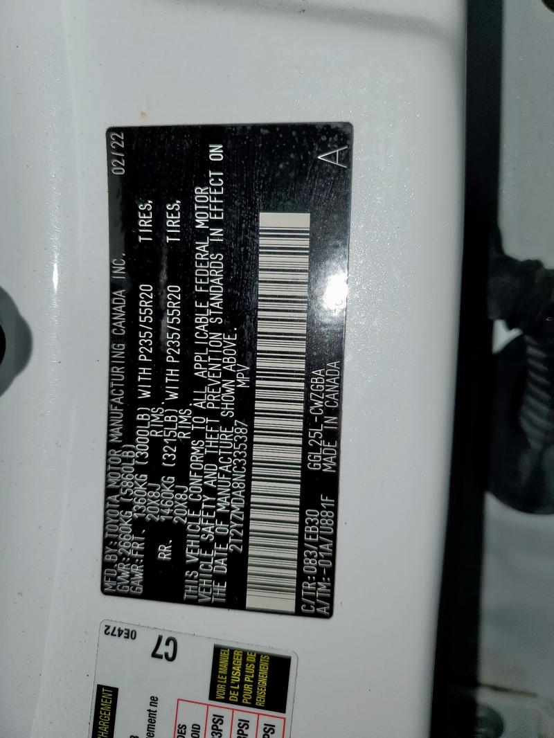 2022 LEXUS RX 350 F S 2T2YZMDA8NC335387